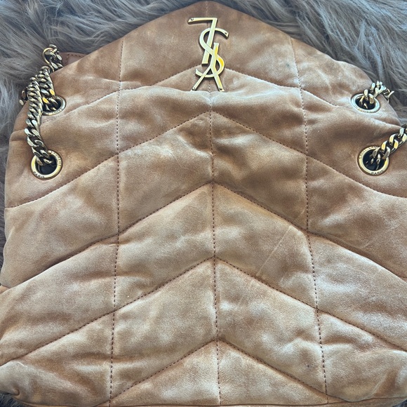 SAINT LAURENT

PUFFER SMALL CHAIN BAG IN QUILTED SUEDE in color CINNAMON - Picture 8 of 14
